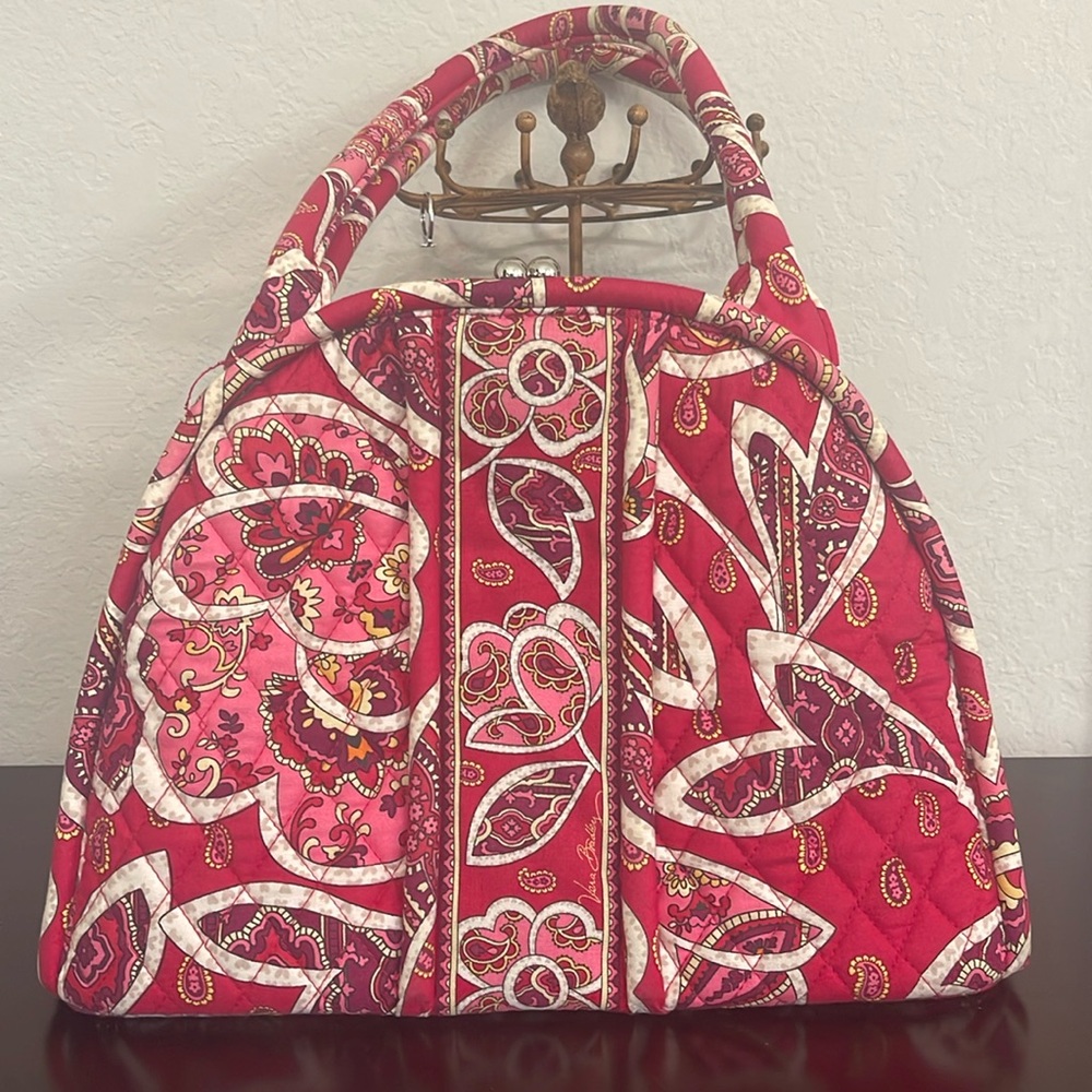 Vera Bradley Eloise Tea Garden Print Shoulder Bag Purse Kiss Lock Clasp
